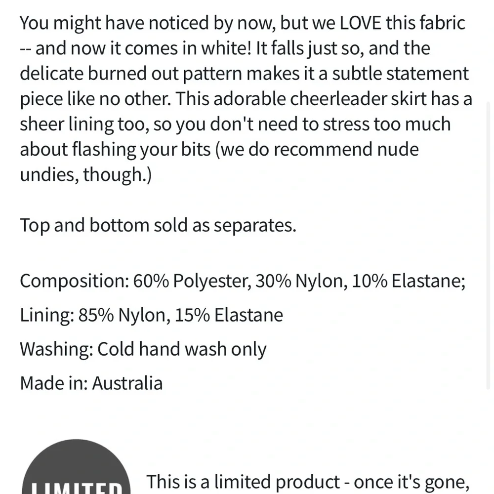 Burned Velvet White Cheerleader skirt    Limited - Picture 6 of 6